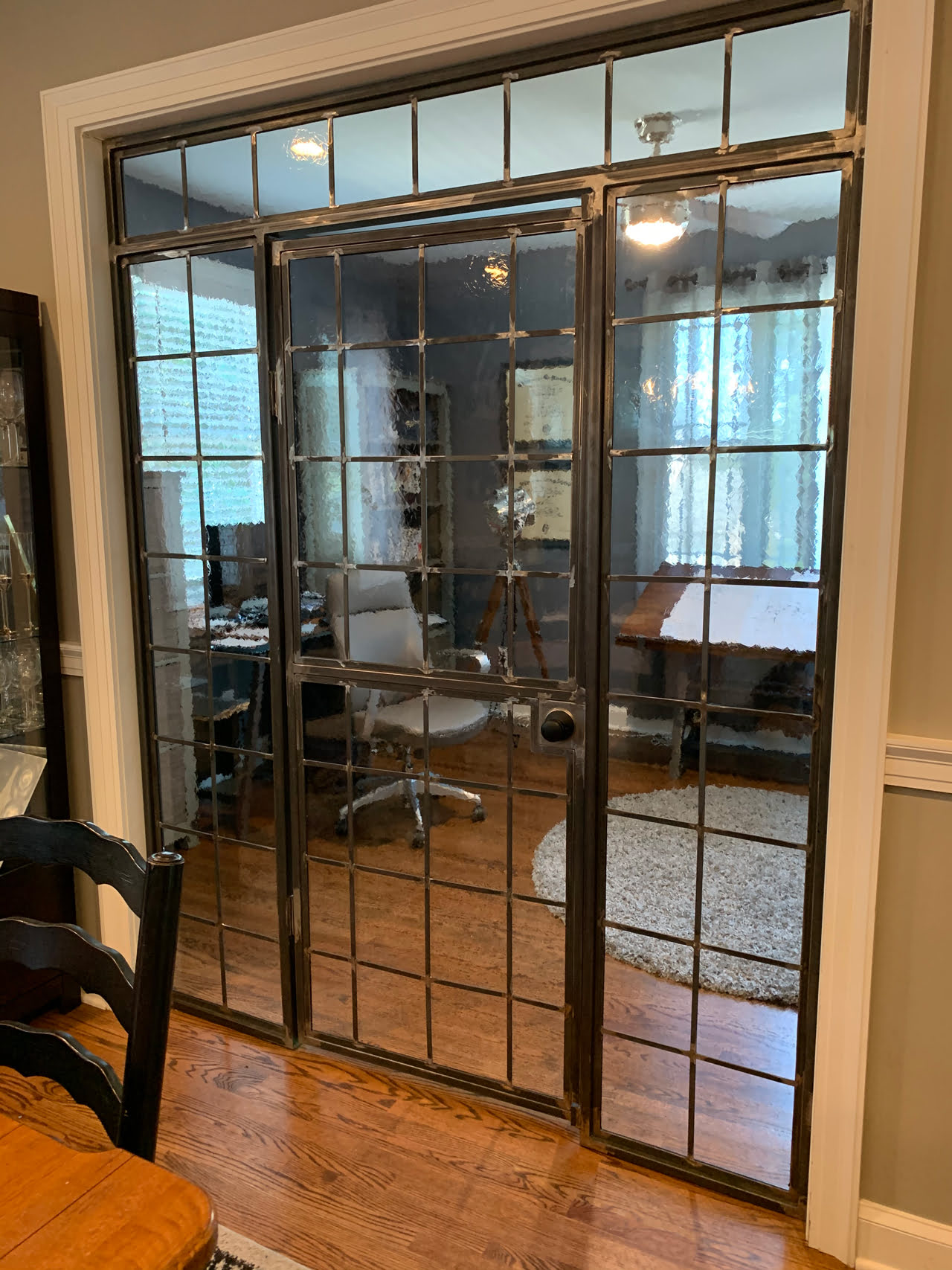 antique glass wall and door partition