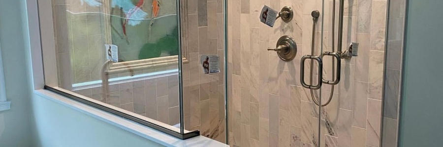 Custom French Door Shower Enclosure Installed in East Hanover