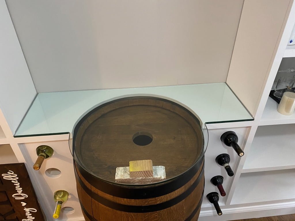 Custom Glass Wine Barrel Table Top