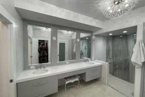 Frameless Shower Door Enclosure and Vanity Mirrors in Morristown, NJ