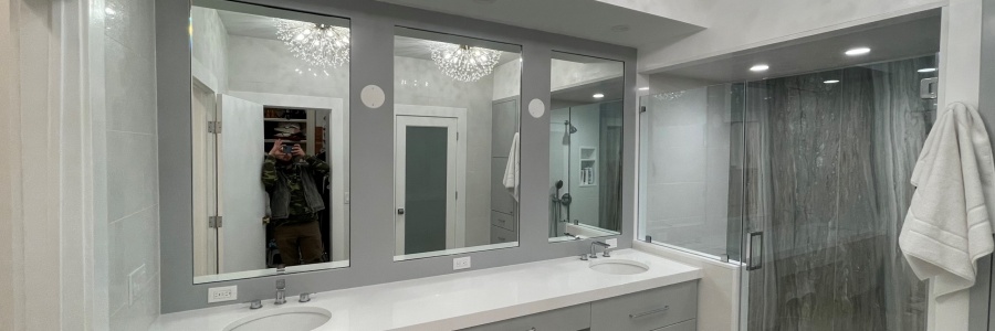 Frameless Shower Door Enclosure and Vanity Mirrors in Morristown, NJ