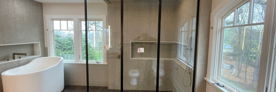 Framed Divided-Lite Shower Splash Panel in Short Hills, NJ